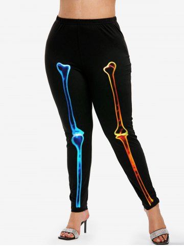 Halloween Colorful Skeleton Print Leggings