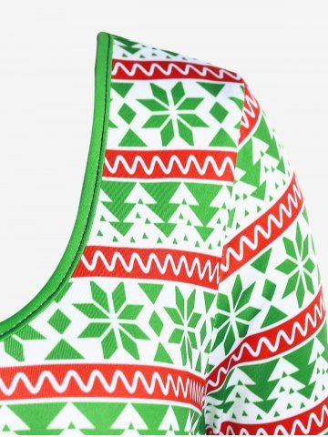 Christmas Snowflake Cat Print T-shirt and Skinny Leggings Plus Size Outfit