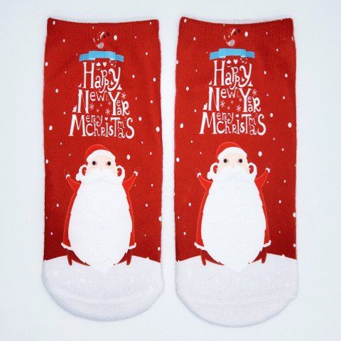 Christmas Santa Claus 3D Digital Print Ankle Socks - RED