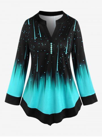 Top Asimétrico Estampado Abstracto Tamaño Plus - BLUE - 2XL