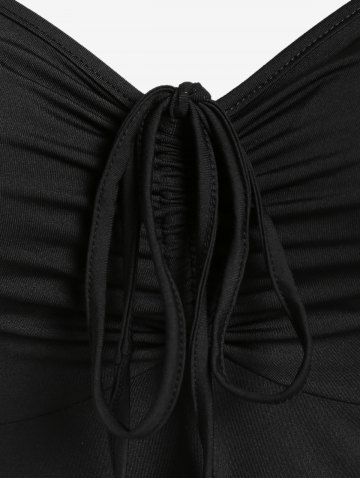 Gothic Lace-up Cinched Two Tone Godet Hem A Line Dress
