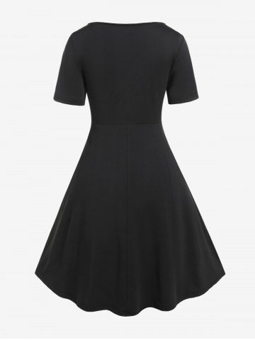 Gothic Lace up Cinched Two Tone Godet Hem A Line Dress 63 OFF Rosegal