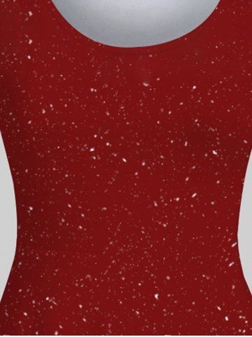 Plus Size Christmas Tree Elk Print Knee Length Dress