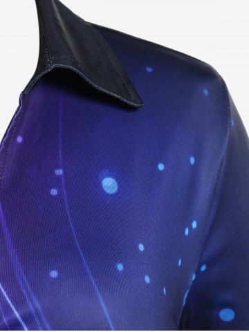Plus Size Light Beam Print Button Up Shirt