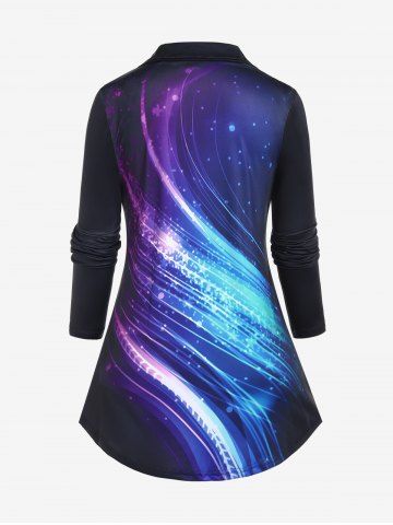 Plus Size Light Beam Print Button Up Shirt