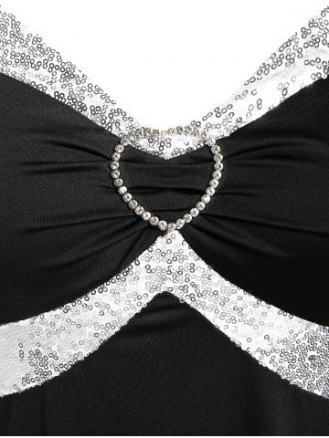 Plus Size Sequin Heart Ring High Low Cocktail Party Dress