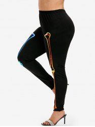 Legging à Imprimé Squelette Colorée Halloween Grande Taille - Noir M | US 10