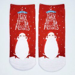 Chaussettes à Imprimé Cheville 3D Père Noël - Rouge 
