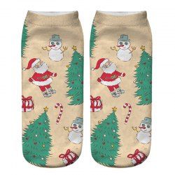 Socquettes à Imprimé Père Noël Bonhomme de Neige et Père Noël 3D - Multi 