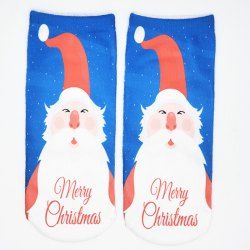 Chaussettes à Cheville à Imprimé Père Noël - Bleu 