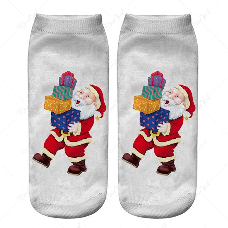 Socquettes à Imprimé Père Noël 3D Blanc 