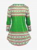 Ensemble de T-shirt à Imprimé Chat de Noël et Legging Moulant Grande Taille - Vert 