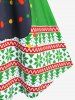 Ensemble de T-shirt à Imprimé Chat de Noël et Legging Moulant Grande Taille - Vert 