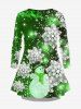 Plus Size Christmas Snowflake Snowman Print T-shirt and Leggings Matching Set Outfit -  