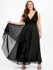 Plus Size Plunge Draped Ruffle High Low Cocktail Party Maxi Dress -  