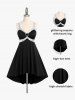 Robe de Soirée Cocktail Haut-Bas avec Bague à Paillettes en Forme de Cœur Grande Taille - Noir 4X | US 26-28