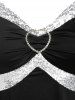 Robe de Soirée Cocktail Haut-Bas avec Bague à Paillettes en Forme de Cœur Grande Taille - Noir 4X | US 26-28
