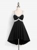 Robe de Soirée Cocktail Haut-Bas avec Bague à Paillettes en Forme de Cœur Grande Taille - Noir 4X | US 26-28