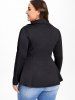 Plus Size Ribbed Panel Zipper Fly Turn Down Collar Jacket -  
