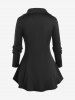 Veste Panneau Côtelé Zippée de Grande Taille à Col Relevé - Noir 1X | US 14-16