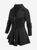 Plus Size Ribbed Panel Zipper Fly Turn Down Collar Jacket -  