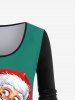 T-shirt à Imprimé Père Noël à Carreaux de Grande Taille - Vert 1X | US 14-16
