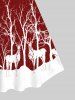 Robe Longueur à Genou à Imprimé Sapin de Noël et Wapiti de Grande Taille - Rouge foncé 3x | US 22-24