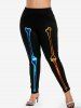 Legging à Imprimé Squelette Colorée Halloween Grande Taille - Noir M | US 10