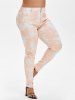 Plus Size Acid Wash Pocket High Waisted Jeans -  