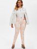 Plus Size Acid Wash Pocket High Waisted Jeans -  
