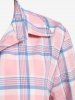 Robe Chemise Mouchoir à Carreaux à Demi-Bouton Grande Taille - Rose clair 1X | US 14-16