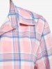 Plus Size Roll Tab Sleeve Half Button Plaid Handkerchief Shirt Dress -  