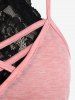 Plus Size Lace Panel Crisscross Strappy Cami Top -  