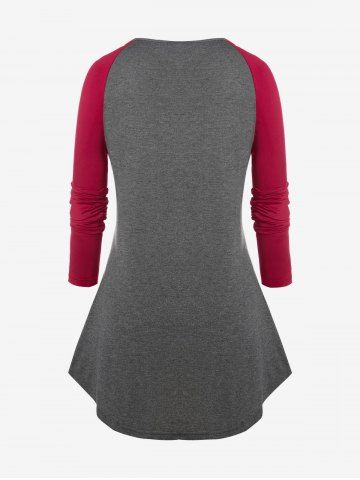 Plus Size Rose Applique Raglan Sleeve T-shirt