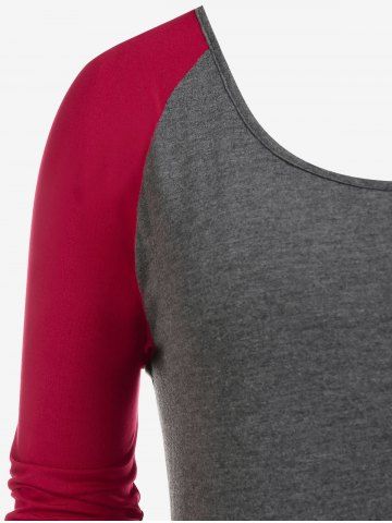 Plus Size Rose Applique Raglan Sleeve T-shirt