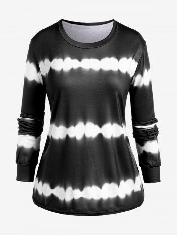 Plus Size Tie Dye Long Sleeves Pullover Sweatshirt - BLACK - L | US 12