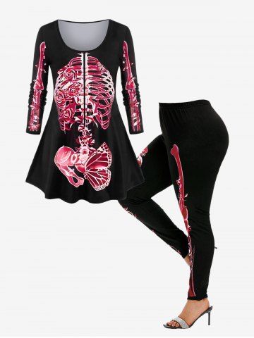 Halloween Costume Skeleton Printed Tee and Costume Skeleton Leggings Outfit