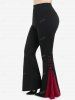 Pantalon Evasé Bicolore Gothique à Lacets - Noir 5x | US 30-32