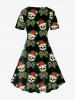 Robe à Imprimé Crâne et Bonbon de Noël Grande Taille - Noir L | US 12