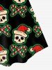 Plus Size Christmas Skull Hat Candy Print Dress -  