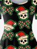 Plus Size Christmas Skull Hat Candy Print Dress -  