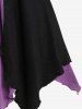 Plus Size Two Tone Cinched Long Sleeves Tunic Handkerchief Tee -  