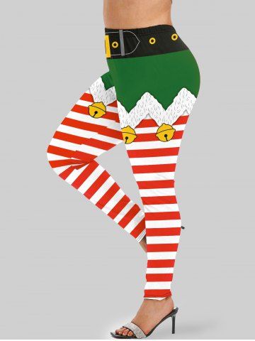 Plus Size Christmas 3D Print Skinny Active Yoga Leggings - RED - S | US 8