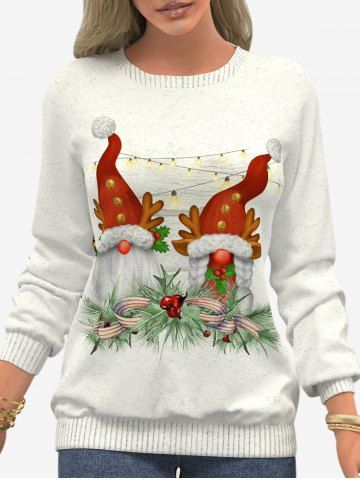 Plus Size Christmas Printed Sweatshirt - WHITE - 5XL