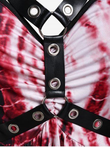 Gothic Harness Tie Dye Long Sleeves Tunic Top