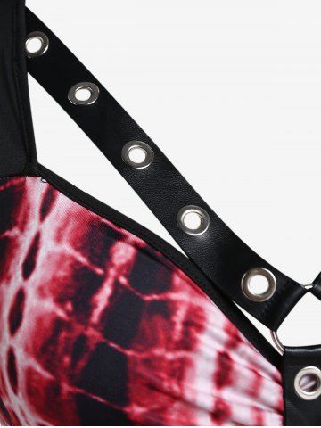 Gothic Harness Tie Dye Long Sleeves Tunic Top