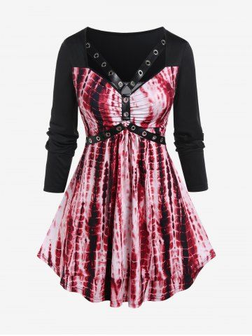 Gothic Harness Tie Dye Long Sleeves Tunic Top