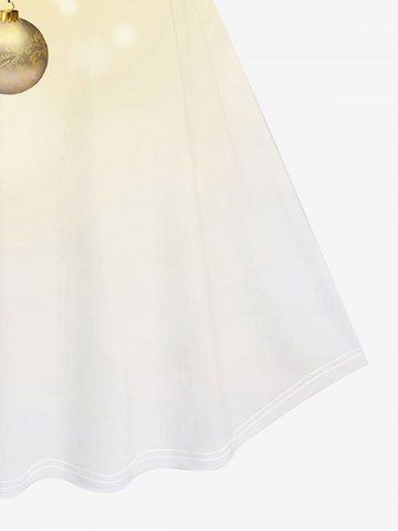 Plus Size Christmas Tree Ball Print A Line Dress