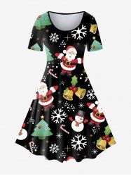 Plus Size Christmas Printed A Line Dress -  