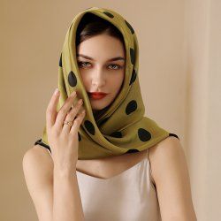 Foulard Carré en Soie à Pois - Vert 